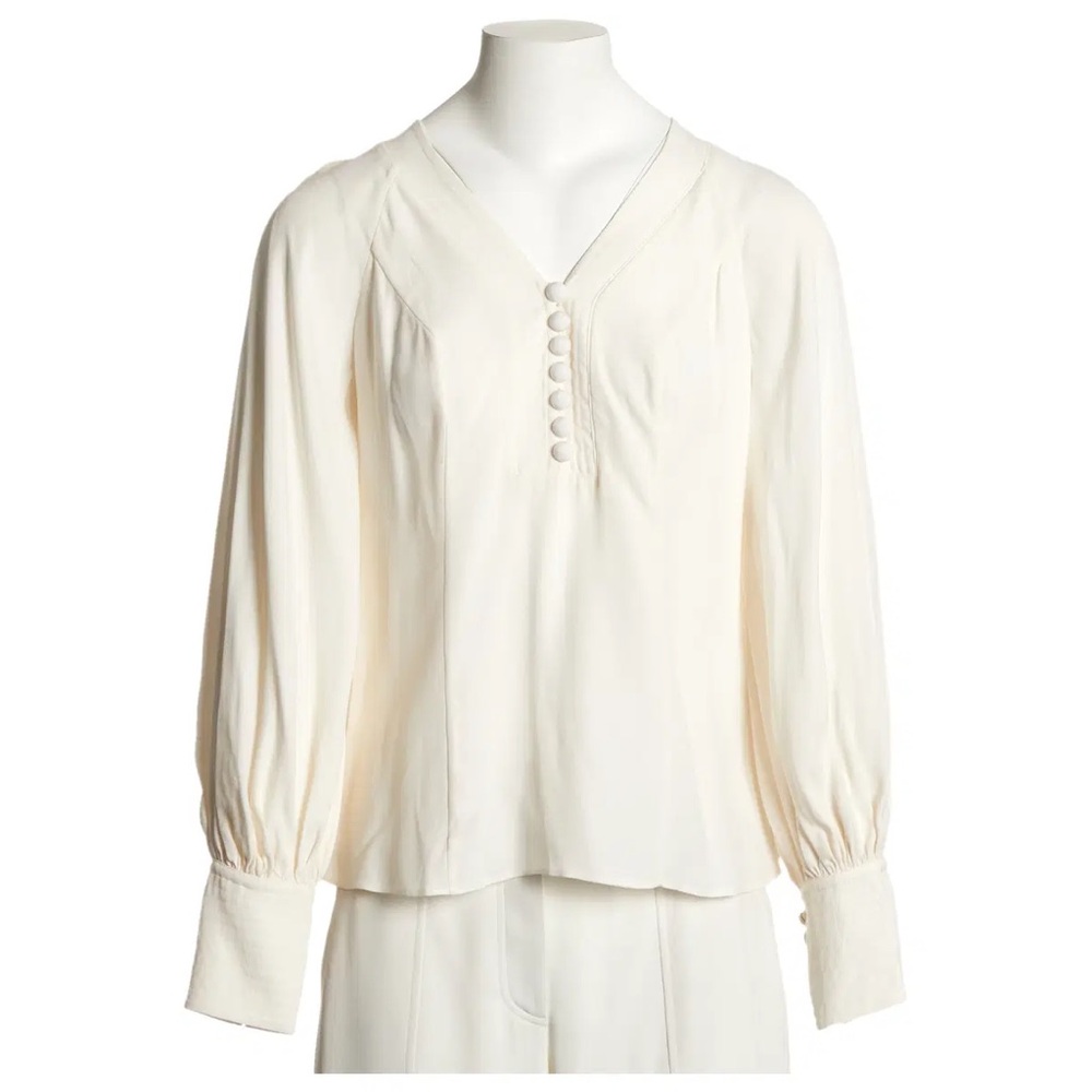 Zimmermann Ivory V-Neck Button-Front Blouse